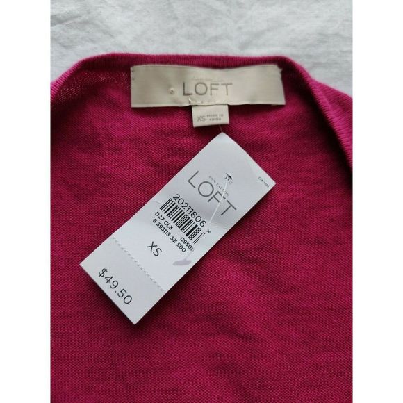 Ann Taylor Loft Sweater Top Cotton Silk Size XS 3/4 Sleeve Crochet Neck - Picture 3 of 8